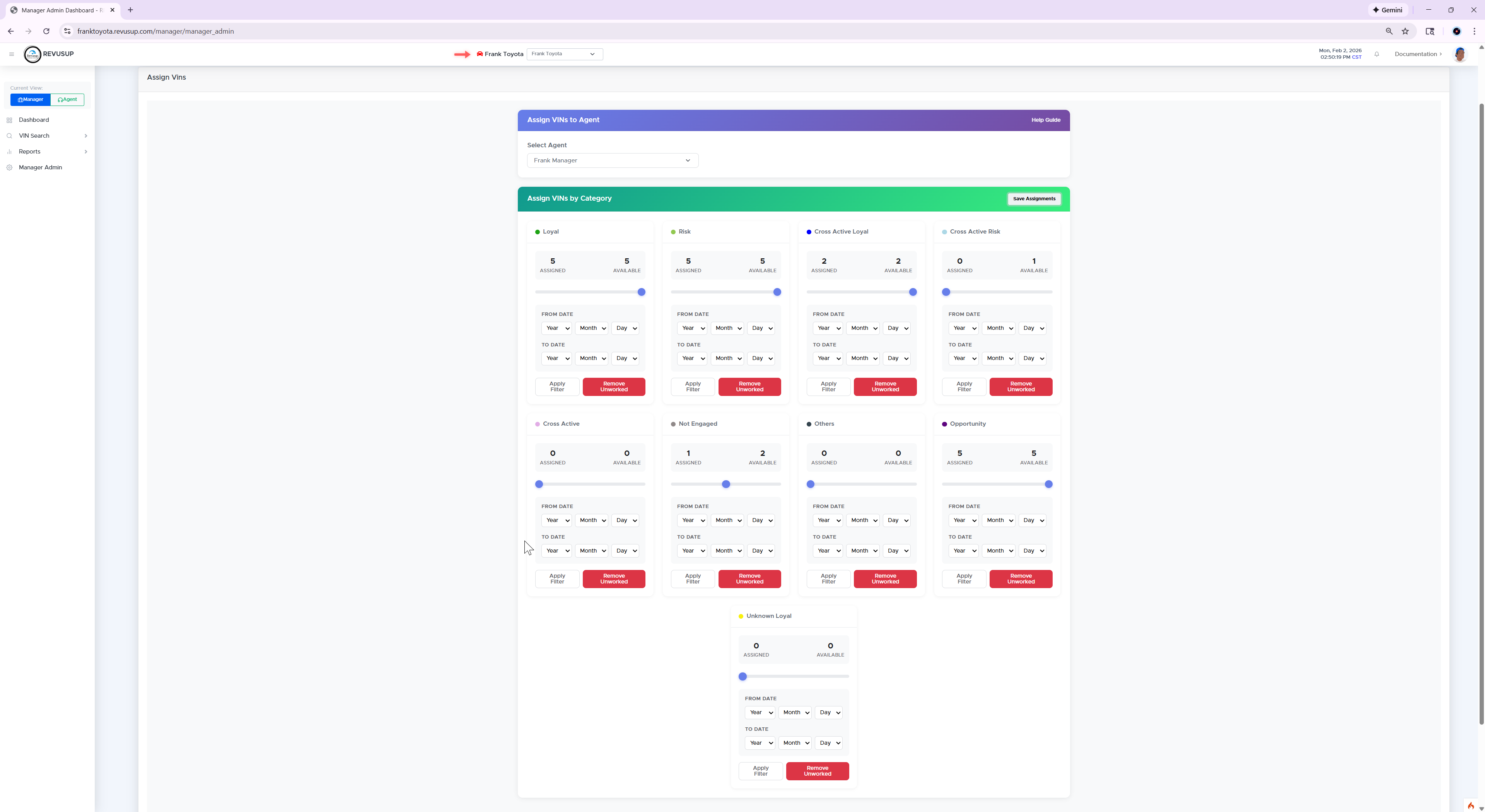 Assign VINs by Category